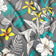 Katoenen stof - Kleurrijke botanica, grijs