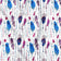 Katoenen stof - Veren en kralen violet-blauw