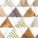 Katoenen stof - Piramides en driehoeken bruin en beige