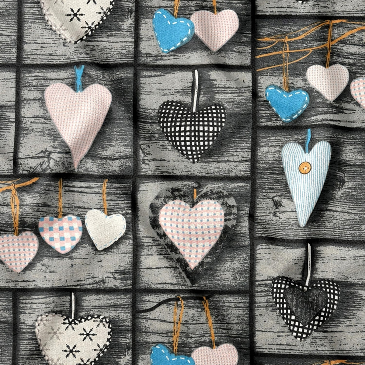Katoenen stof - Kerst patchwork, rood en bruin