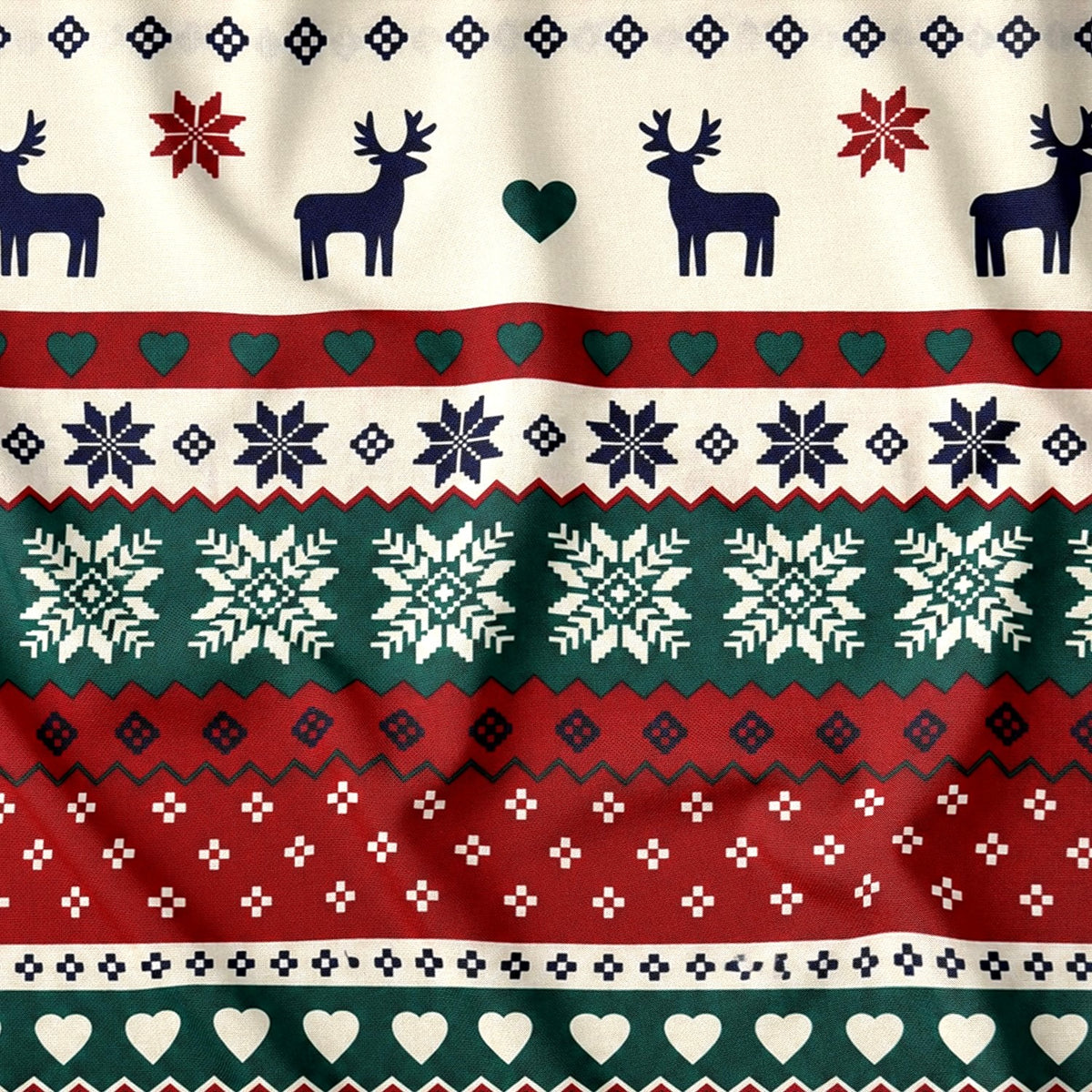 Katoenen stof - Scandinavische kerst rendier groen