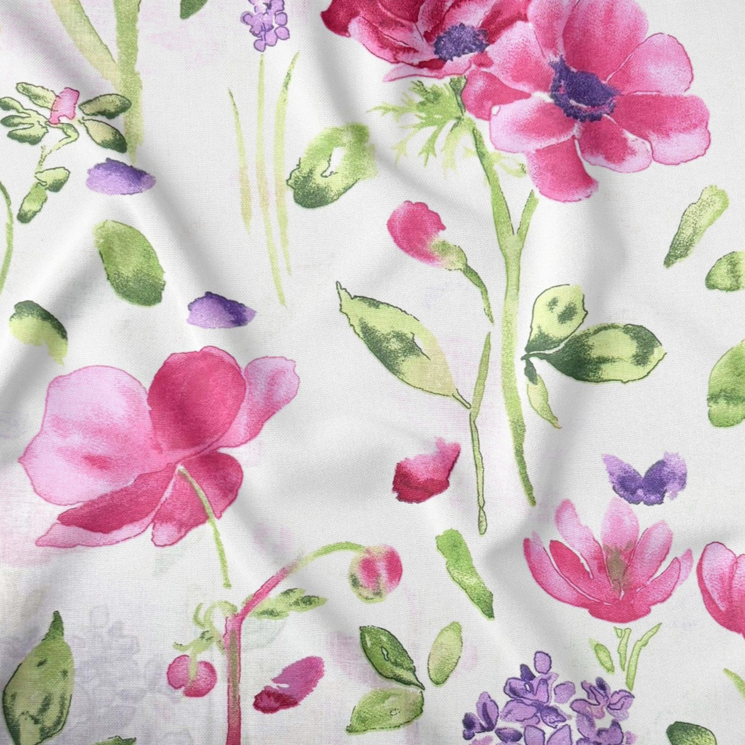 Katoenen stof - roze-violet tuin