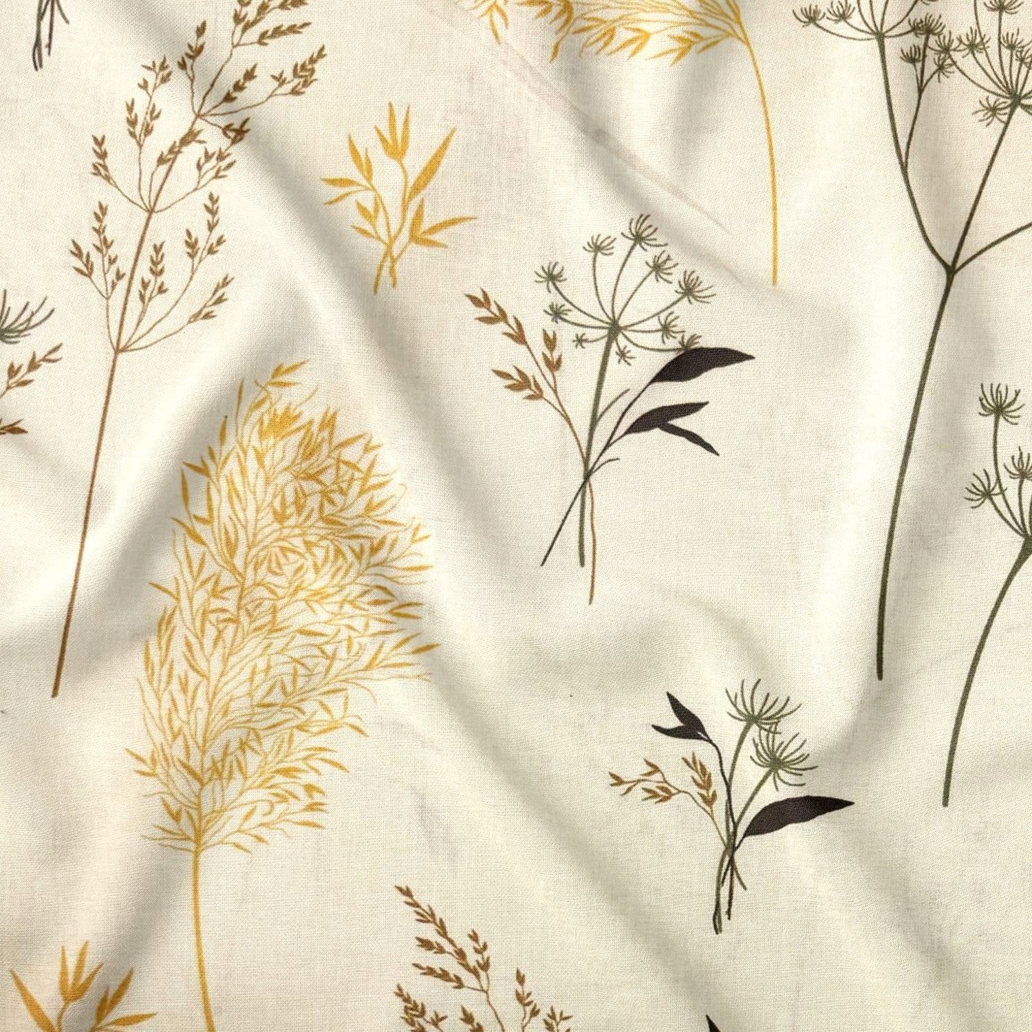 Katoenen stof - botanisch beige