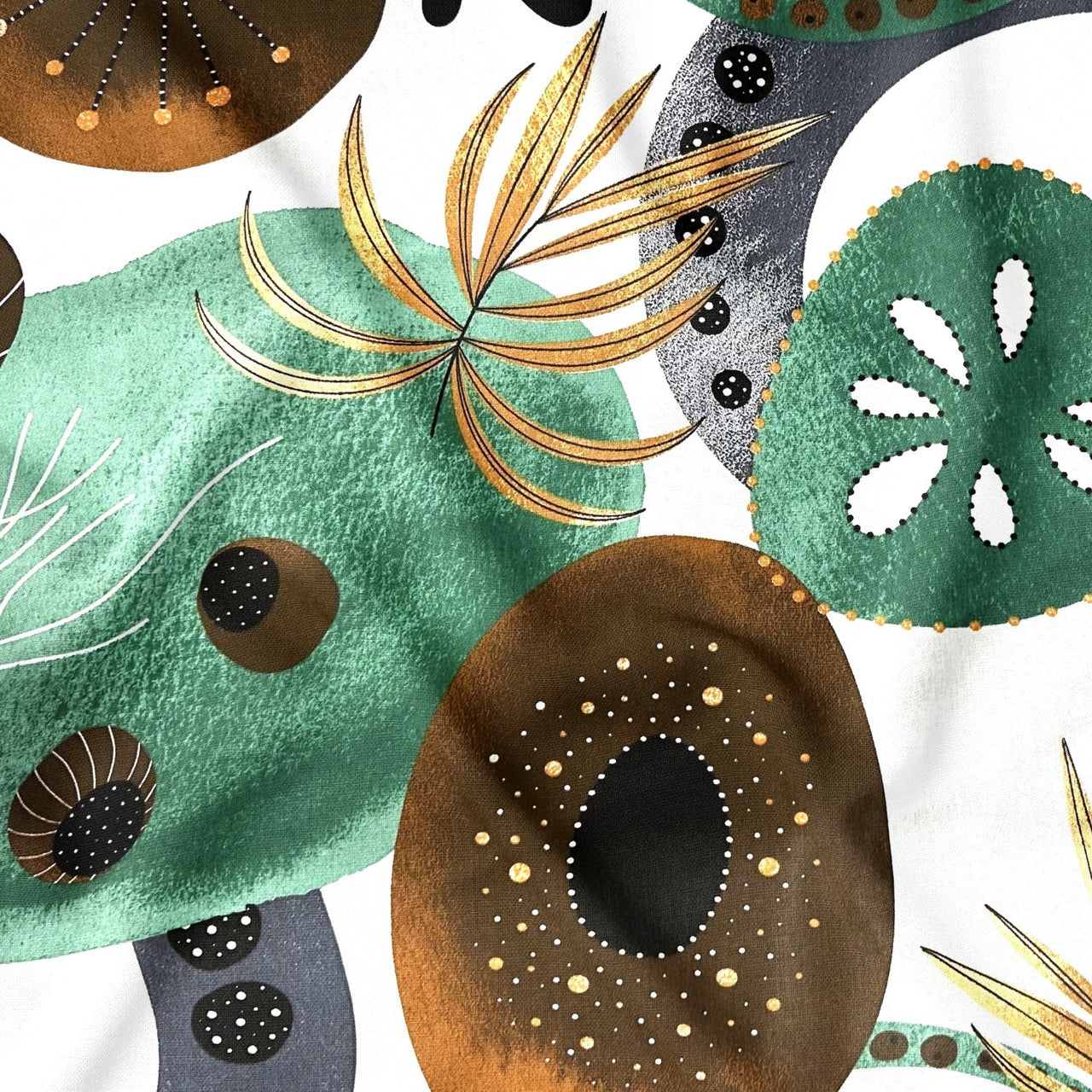 Cotton Fabric - Abstraction Green and Brown