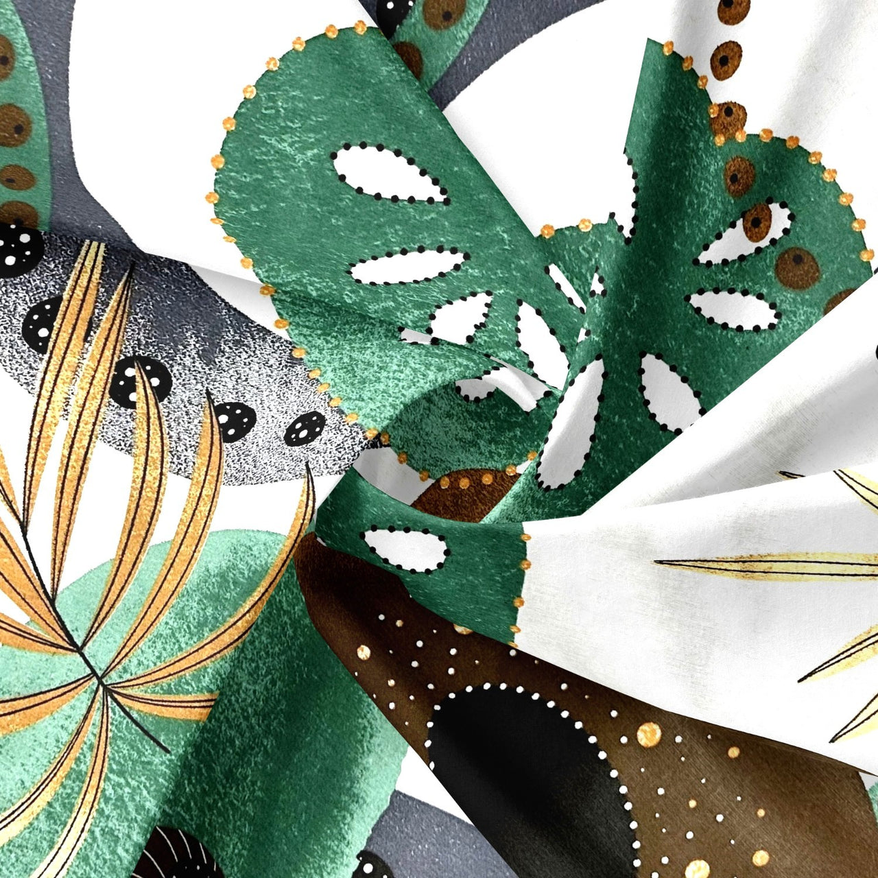 Cotton Fabric - Abstraction Green and Brown