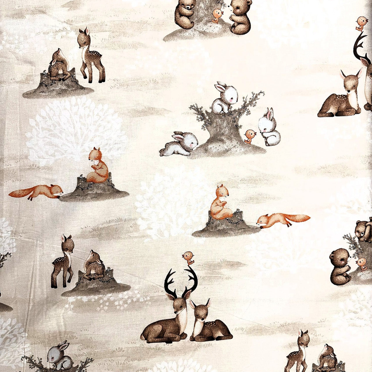 Cotton Fabric - Baby Zoo, Beige