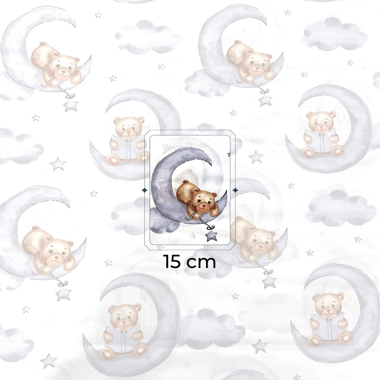 Cotton Fabric - Bears and Moons
