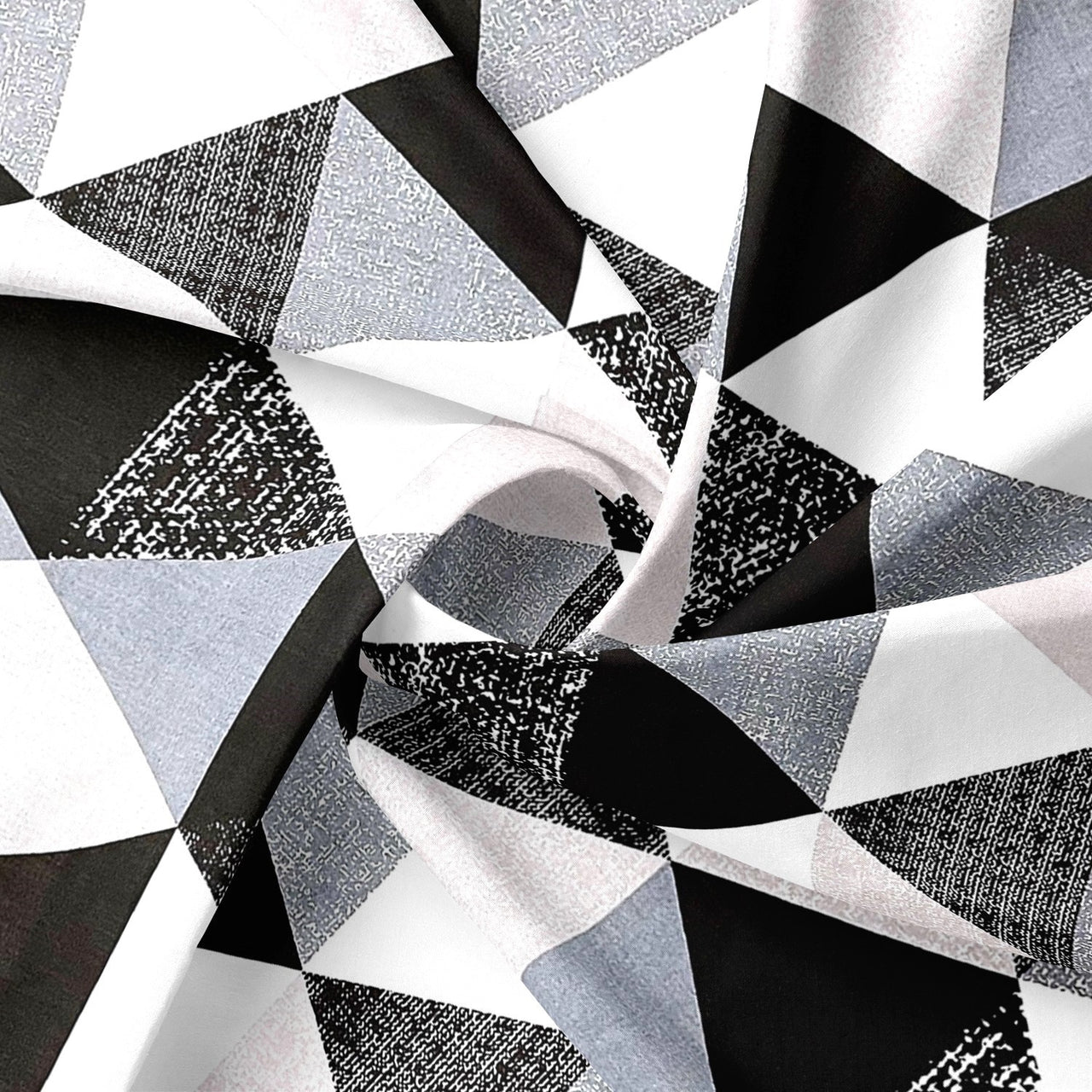 Cotton Fabric - Big Black Triangles