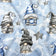 Katoenen stof - Kerstkabouters Blauw II