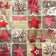 Katoenen stof - Kerst patchwork, rood en bruin