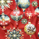 Katoenen stof - Kerstmis decoratieve rode kerstballen