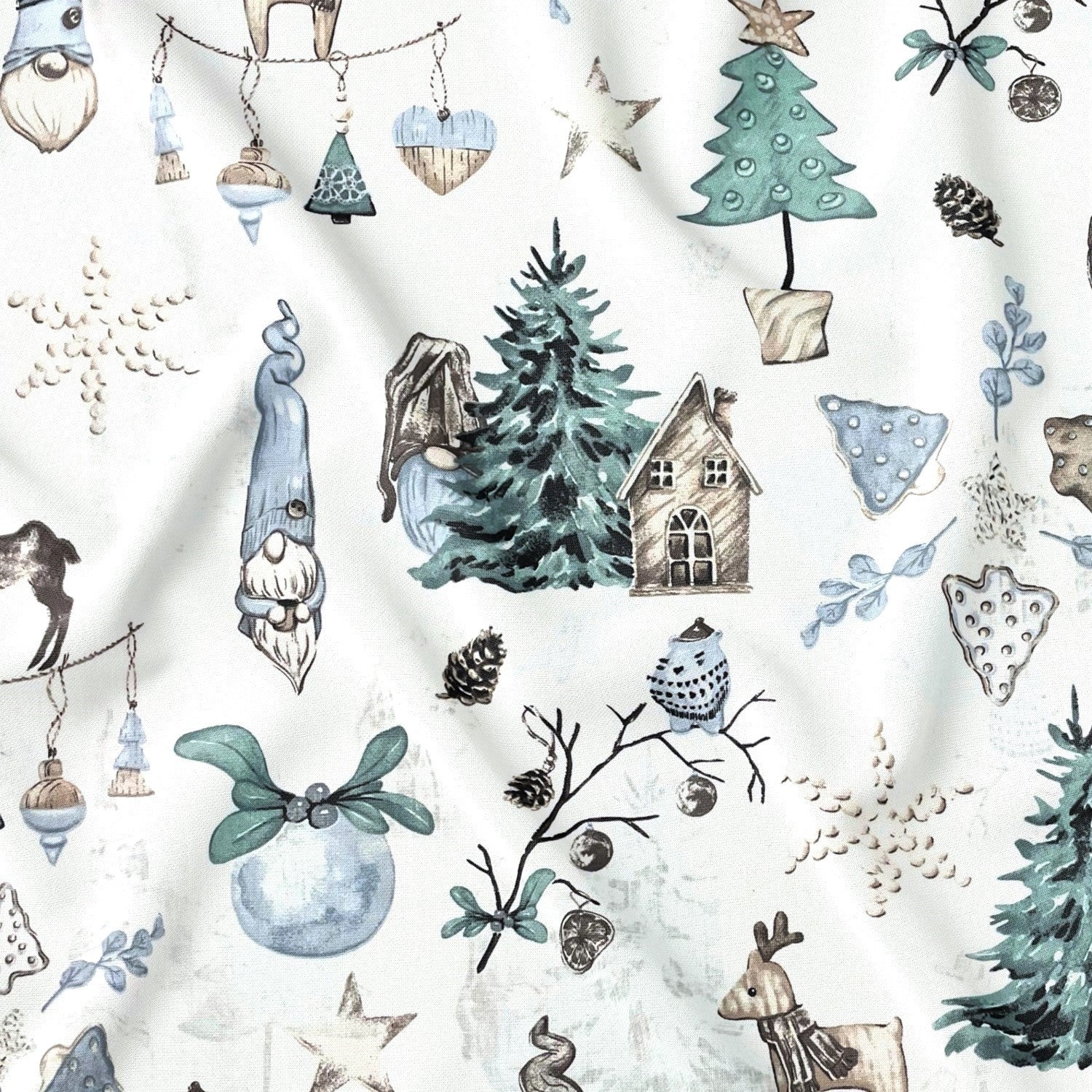 Cotton Fabric - Christmas mood, White