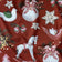 Katoenen stof - Kerst schommelend rood