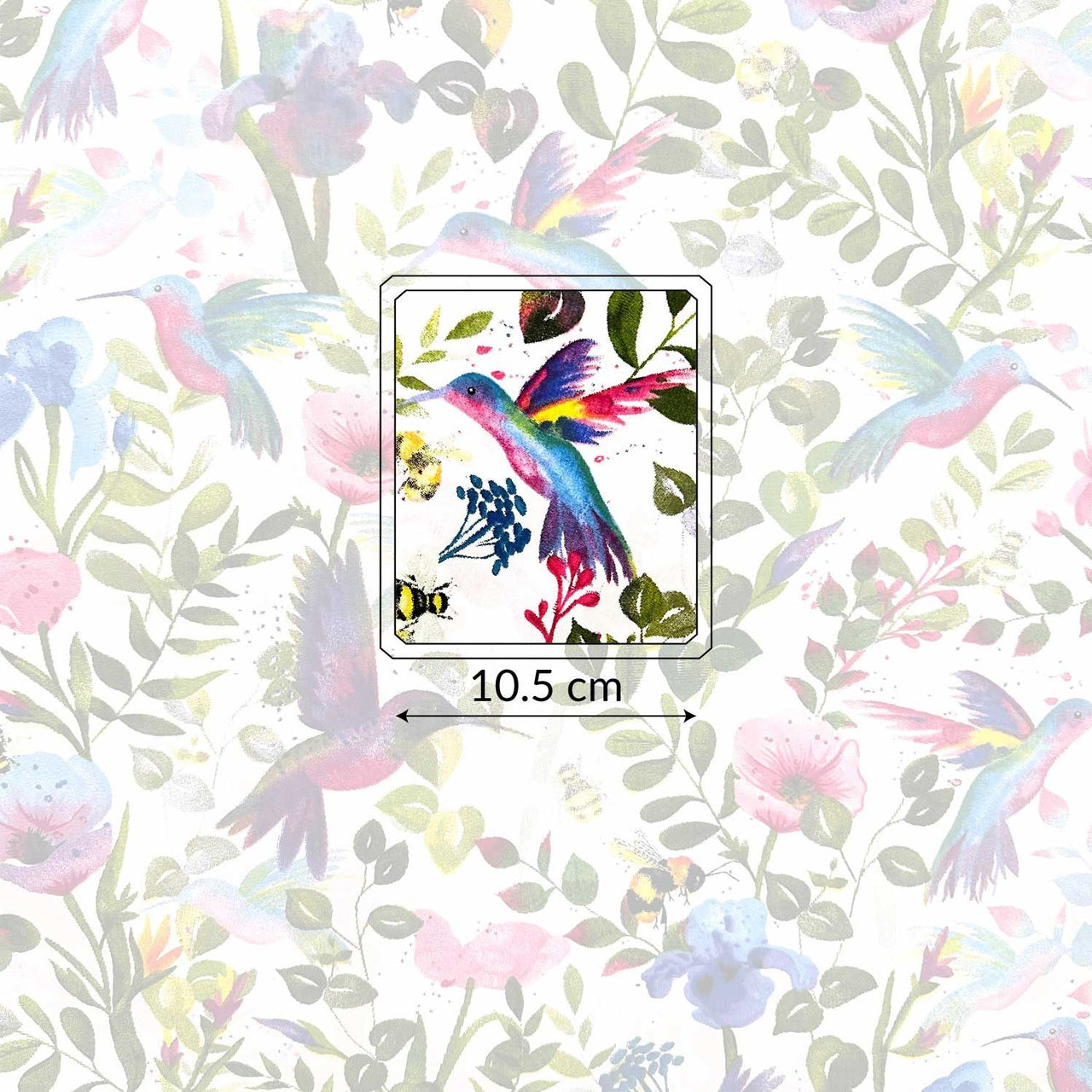 Cotton Fabric - Colorful Hummingbird