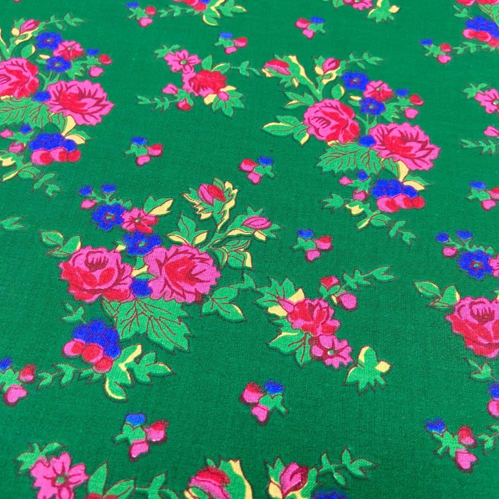 Cotton Fabric - Highland Flowers Green