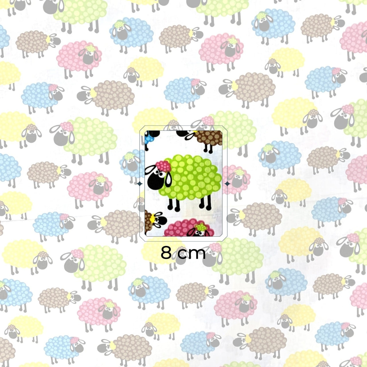 Cotton Fabric - Multicolor Sheep
