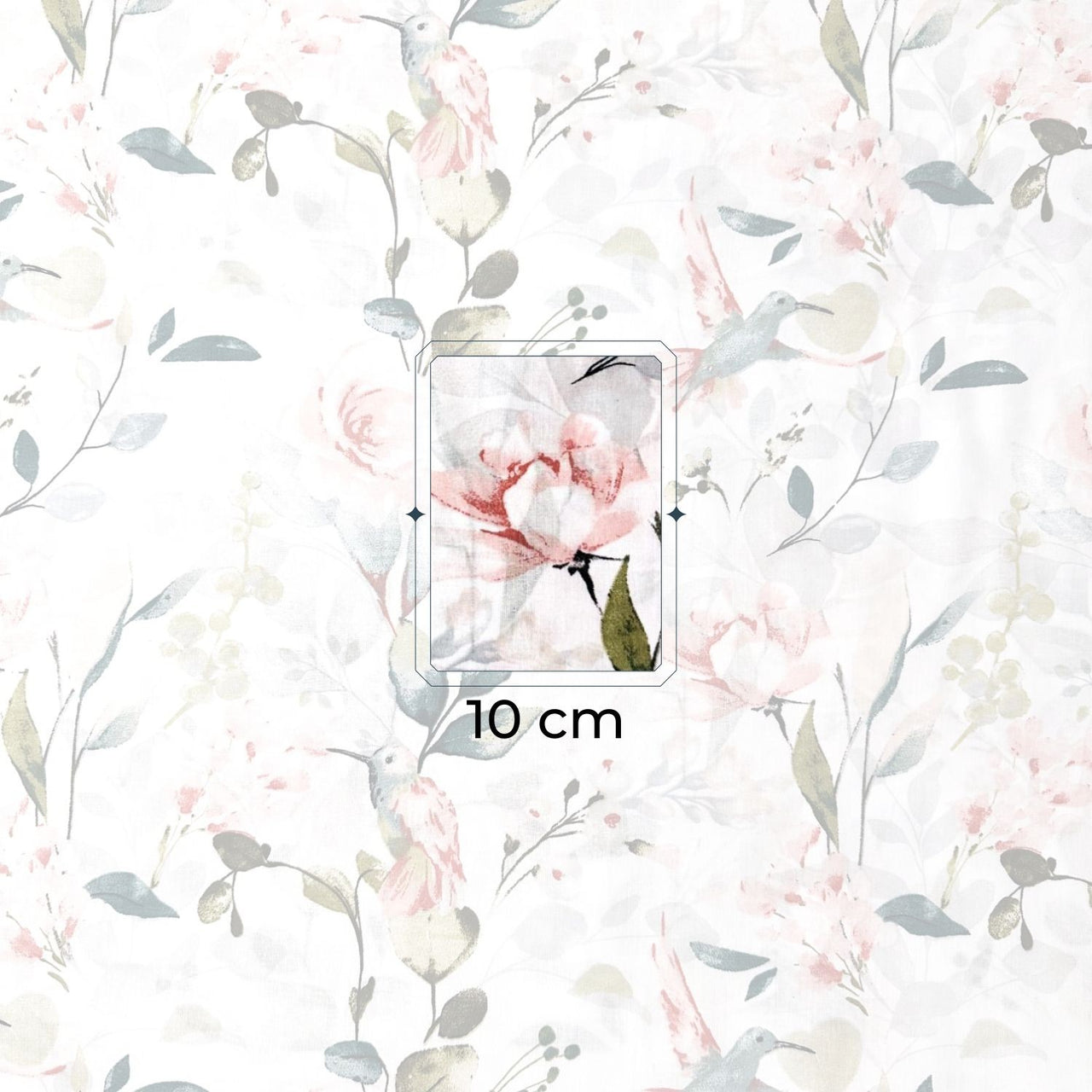Cotton Fabric - Pink hummingbird