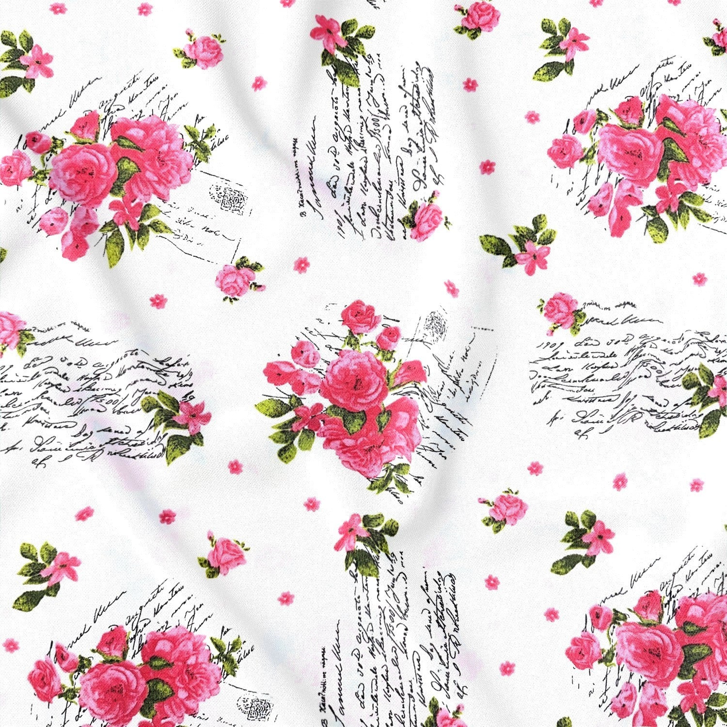 Cotton Fabric - Roses and letter