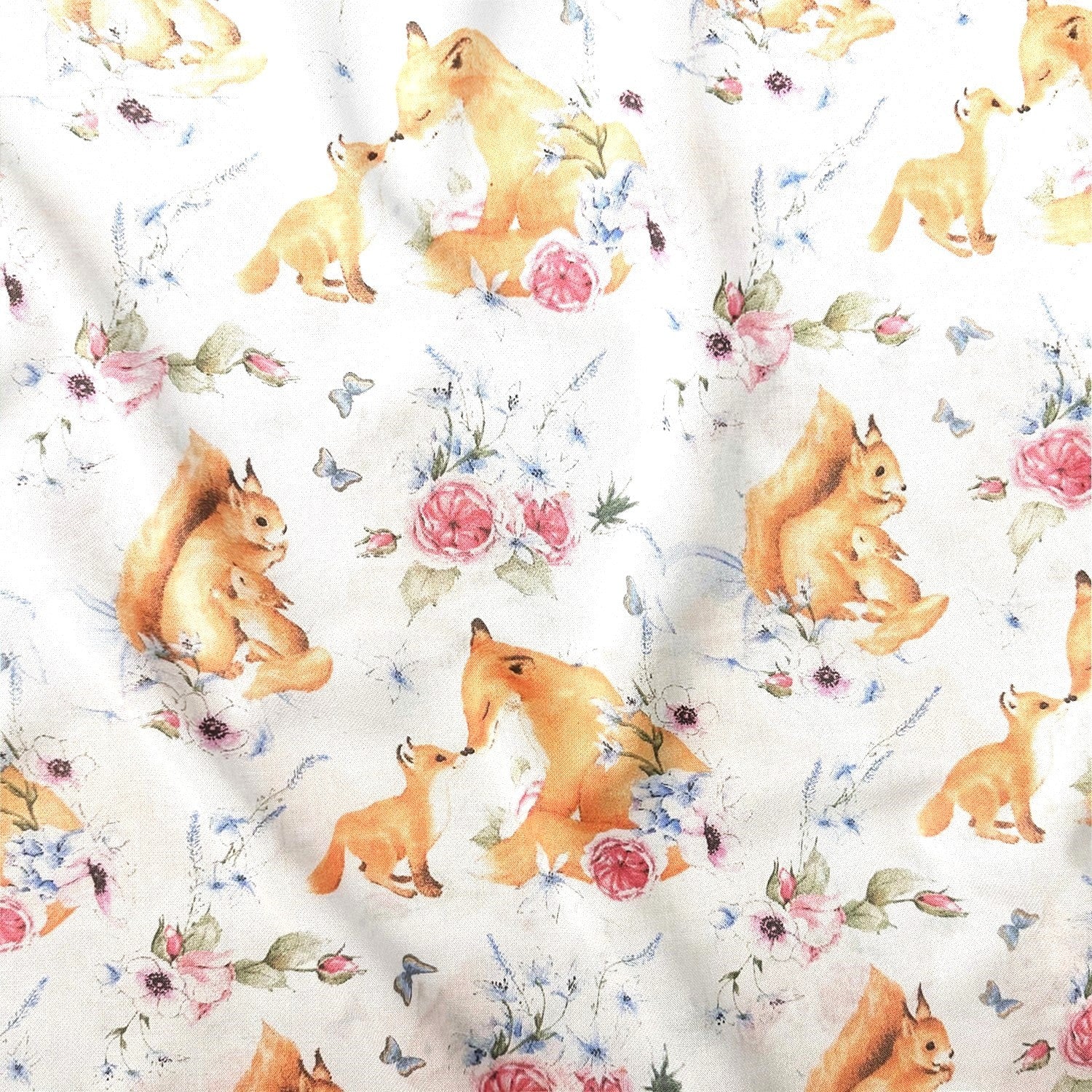 Cotton Fabric - Squirrel and Fox