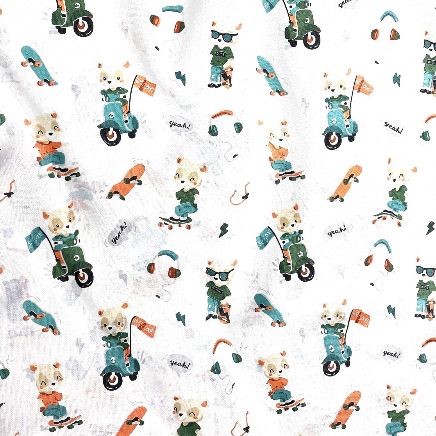 Cotton Fabric - Teddy Bear Skater