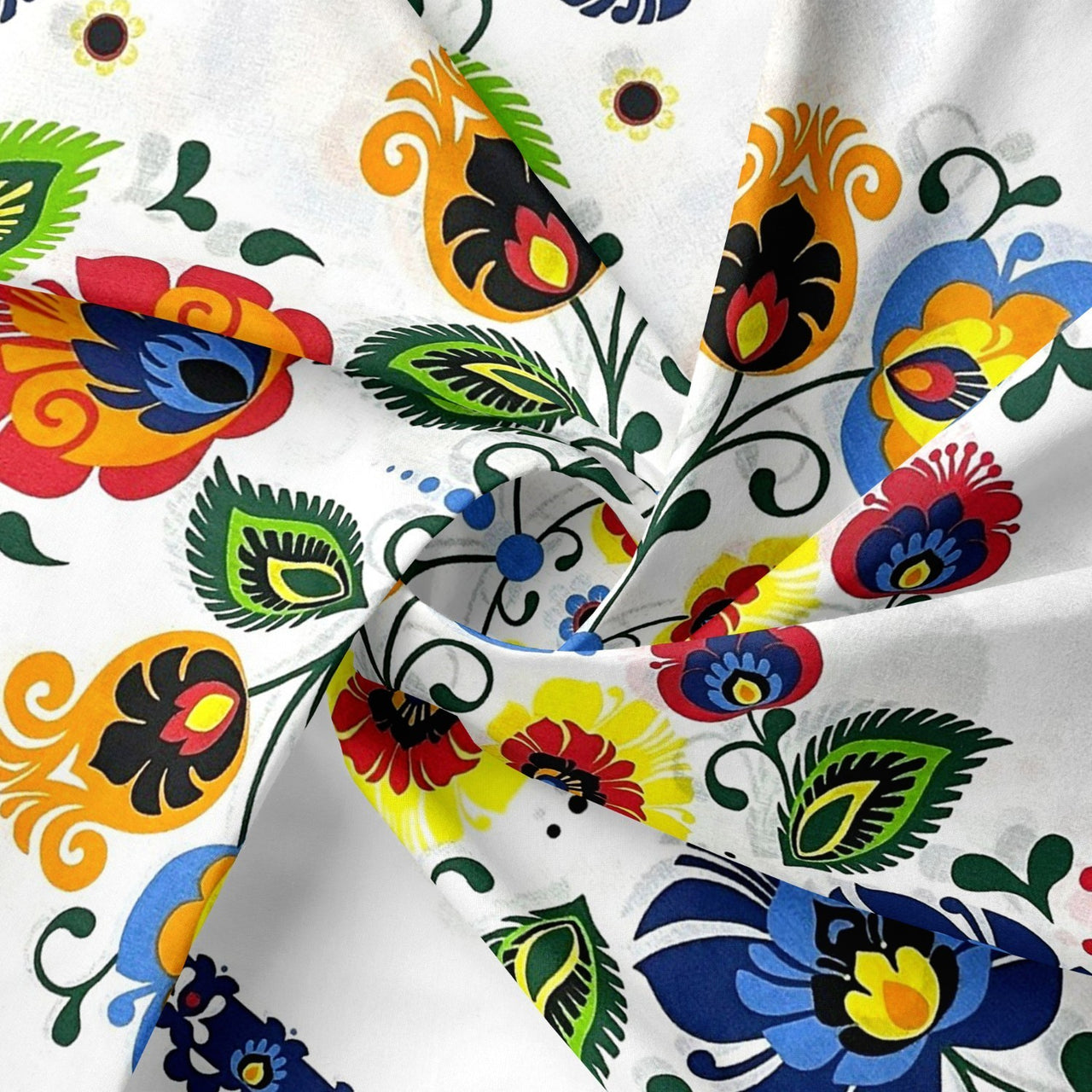 Cotton Fabric - Łowicz Folklore Navy Blue Stripes
