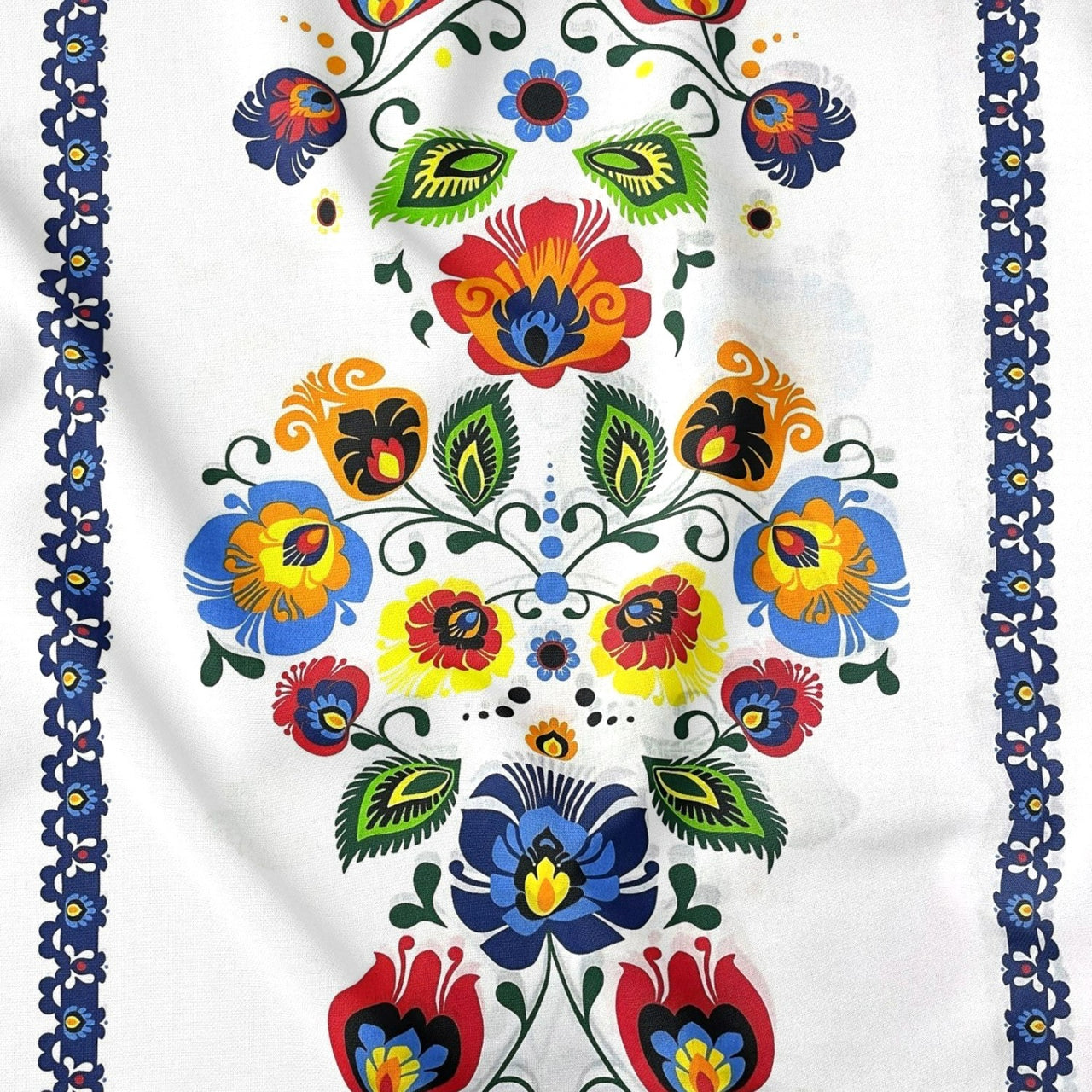 Cotton Fabric - Łowicz Folklore Navy Blue Stripes